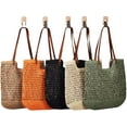 thumbnail image 5 of JUYGO Beach Bags for Women Straw Woven Handbag Raffia Beach Tote Mesh Woven Crochet Summer Vacation Shoulder Purse, 5 of 5
