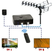 Five Star Outdoor HDTV Antenna 200 mile Motorized 360 Degree Rotation UHF/VHF/FM