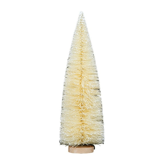 Shoreew Mini Christmas Tree Sisal Snow Frost Artificial Pine Tree with Wooden Base Small Bottle Brush Tree Ornament for Winter Tabletop Home Decor