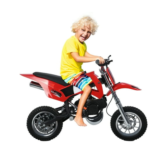 Aqyh 49cc Mini Dirt Bike for Kids, 2-Stroke off Road Gasoline Motorcycle, Ride on Bike up to 25 mph, Red