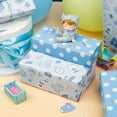 thumbnail image 2 of HOMERAL Newborn Baby Wrapping Paper Roll - 17Inch x 33Feet - Cute Baby Blue Boy Snapsuit and Bottles Design Gift Wrap Baby Shower Presents Sheet for New Baby, Birthday, Celebration and Party, 2 of 7