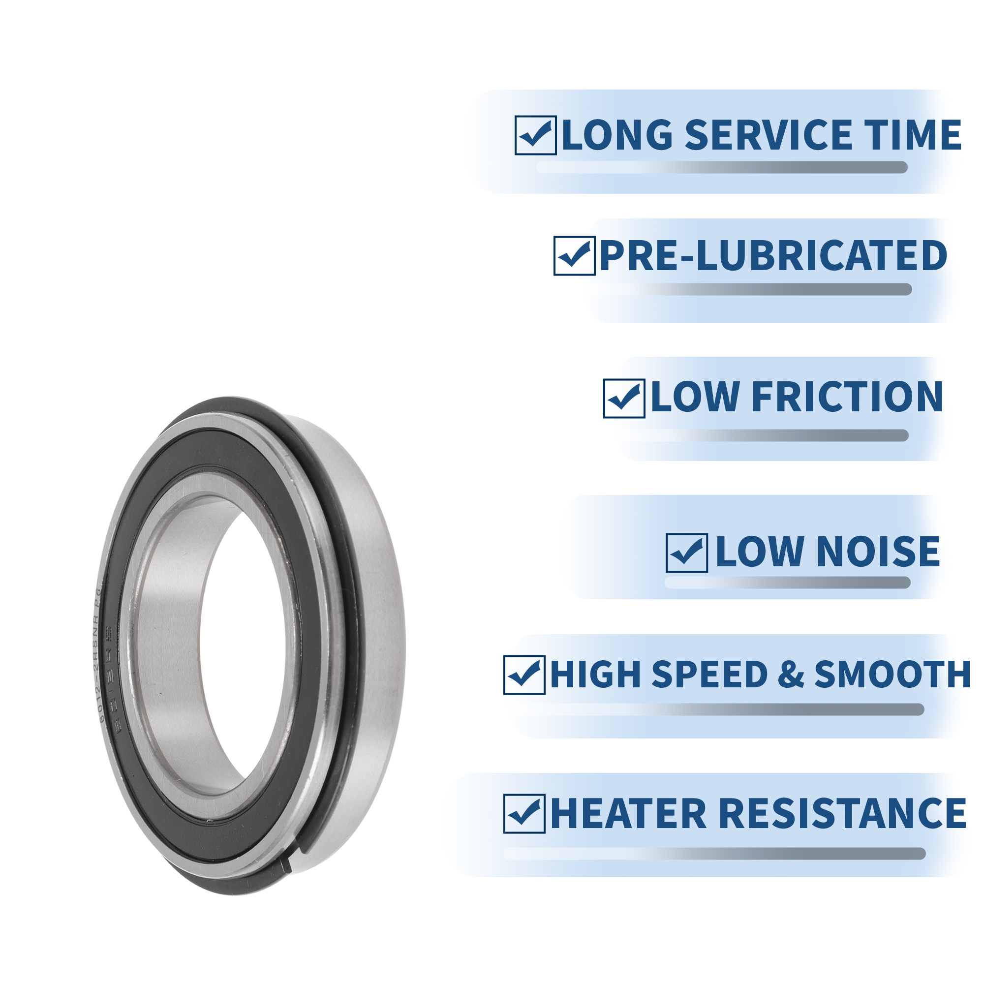 Unique Bargains 6012NR2RS Deep Groove Ball Bearings 60x95x18mm P6 Double Rubber Seal Lubricated Bearings 1 Pc Car Scooter Skateboard Wheel Universal Black