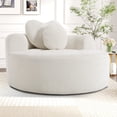 thumbnail image 4 of Leumius Oversized Round Chair Lounge Chaise Indoor,Upholstered Round Sofa Bed with Memory Foam,Comfy Cloud Circle Chair with Deep Seat for Living Room Bedroom,No Assembly Required,Beige, 4 of 11