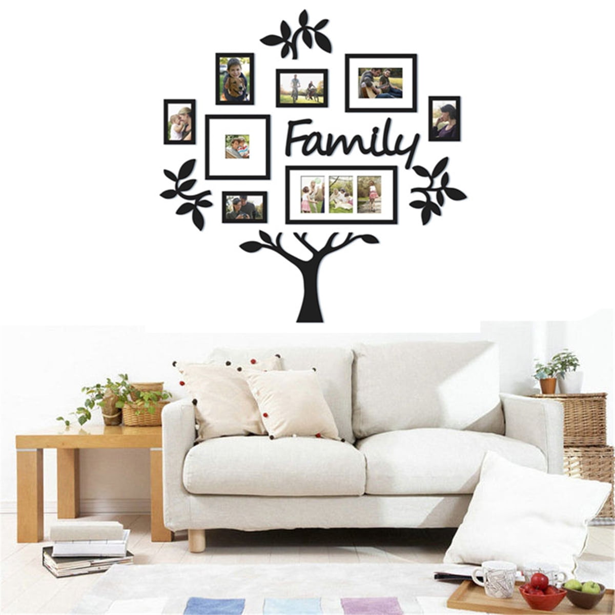 Family Tree Frame Collage Pictures Collage Photo Wall Mount Decor Wedding Black