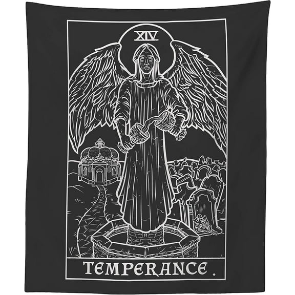 The Ghoulish Garb Temperance Tarot Card Terror Tarot Shadow Edition Tapestry 60" x 50"