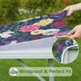 thumbnail image 6 of Pioneer Flower Floral Print Pattern Square Fitted Tablecloth with Elastic Edge,Square Table Cover,Washable Elastic Table Cover for Home Kitchen Party Decor 34"x34", 6 of 6