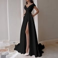 thumbnail image 3 of Cameland Robe Formelle Longue Sexy Mode Slim Soirée Col en V Couleur Unie, 3 of 7