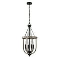 thumbnail image 3 of Giano 14 in. 4-Light Indoor Matte Black and Faux Wood Grain Finish Chandelier with Light Kit, 3 of 4