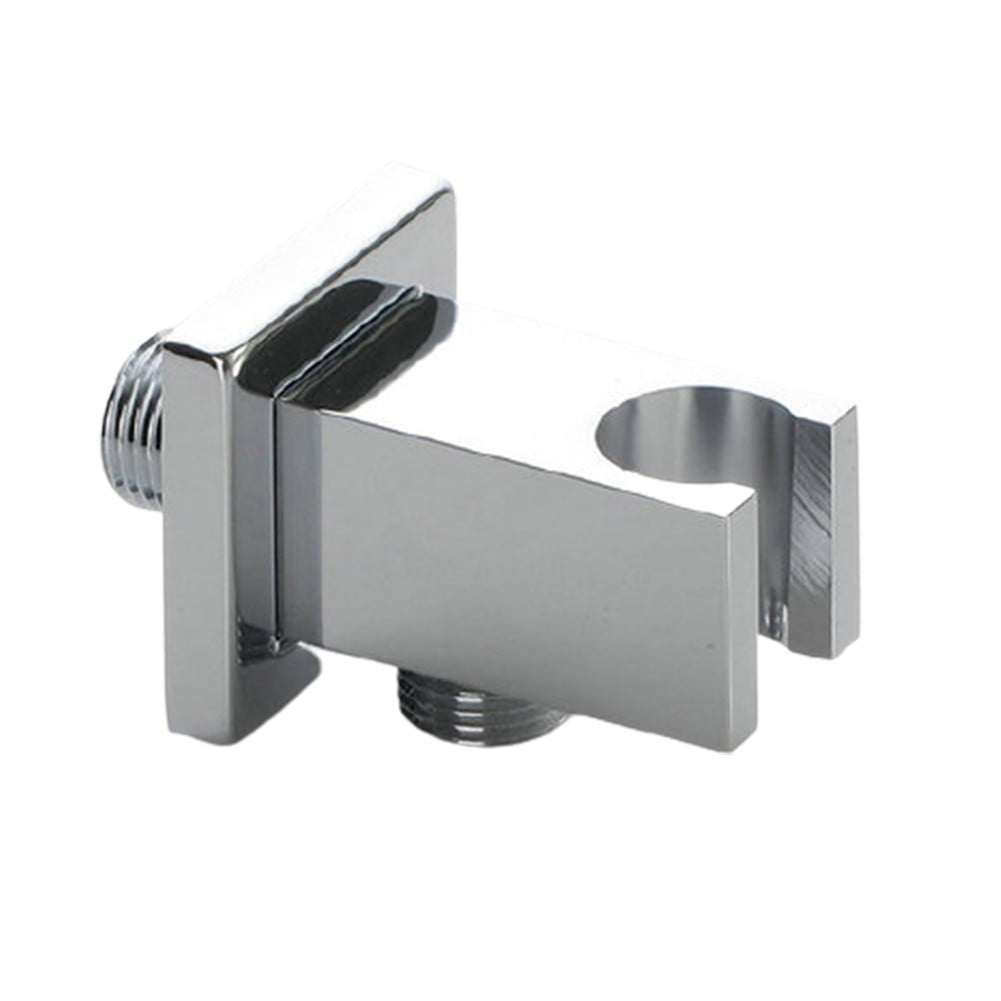 Square Brass Chrome Bath Hand Shower Head Hose Modern G1/2" Wall Bracket Outlet 