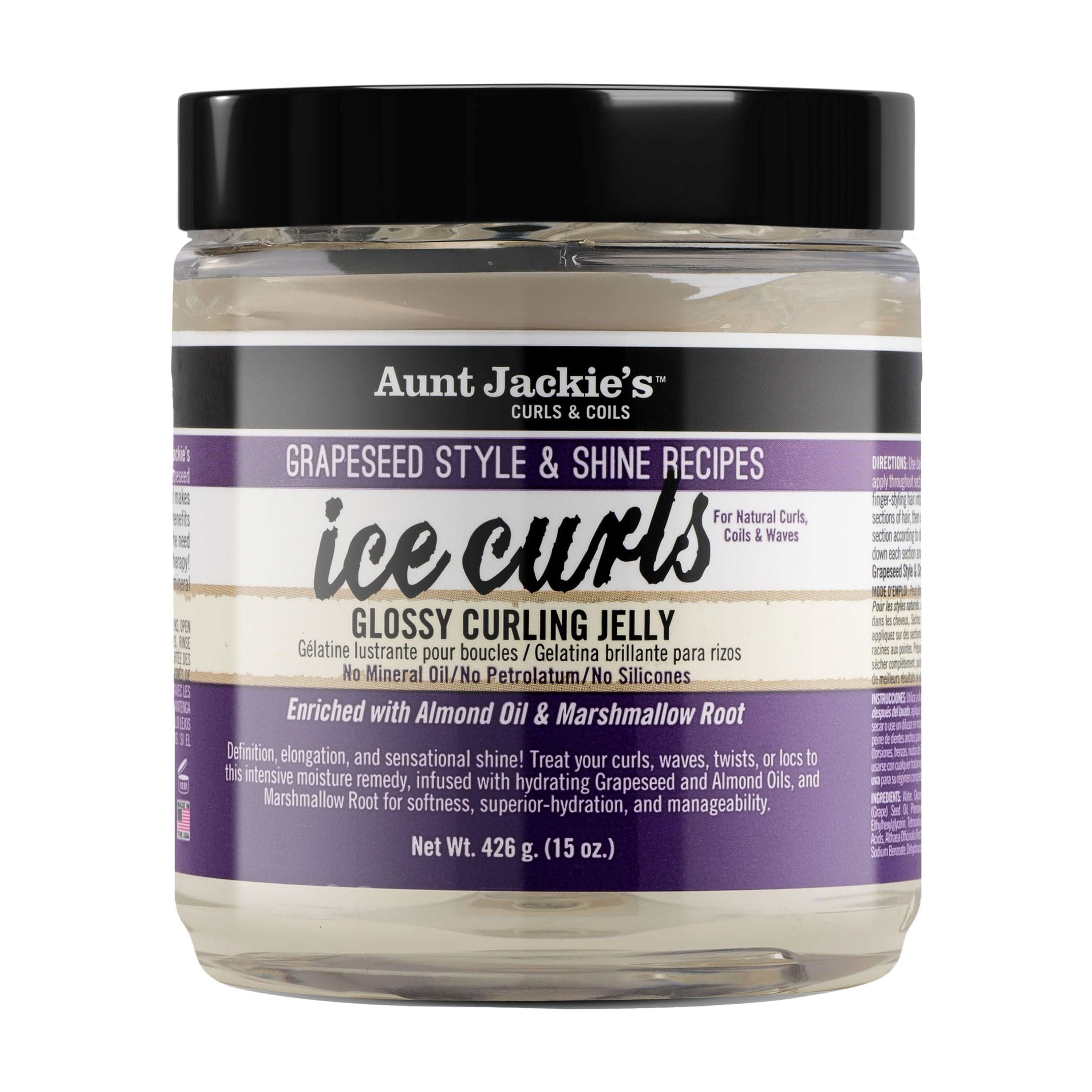 Aunt Jackie's Natural Curly Hair Gel, Curl Boss Coconut Gelée, 3