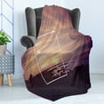 thumbnail image 4 of Wording Soft Flannel Fleece Throw Blanket, Sunset on Beach with Tropical Landscape Hawaiian Scenic Beauty Idyllic Words, Cozy Plush for Indoor and Outdoor Use, 70" x 90", Multicolor, by Ambesonne, 4 of 5