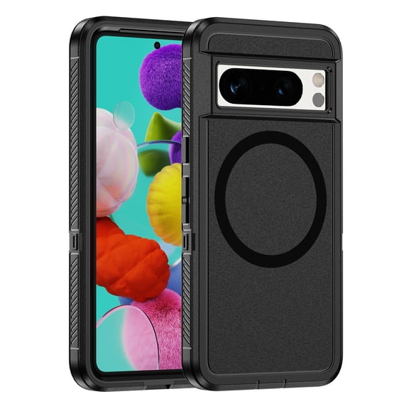 Google Pixel 8 Pro Phone Case, Phone case Google Pixel 8 Pro Magnetic Case [Compatible with MagSafe] Tough Rugged Matte Slim Shockproof Anti-Fingerprint Anti-Scratch Protective Cover, Black