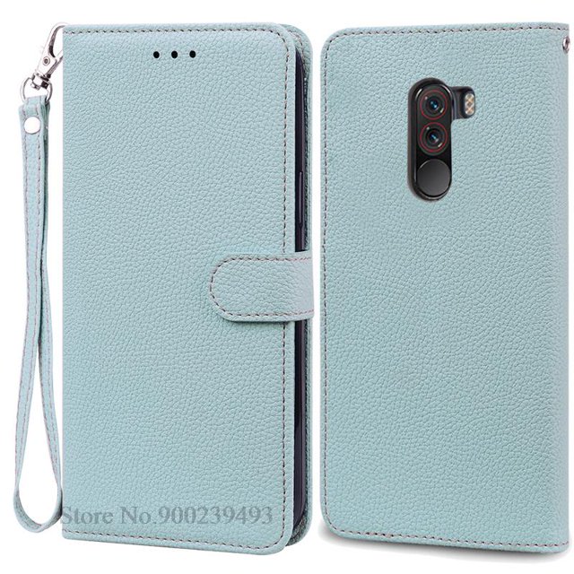 For Xiaomi Pocophone F1 Case Shockproof Wallet Flip Case For Poco F1 Cover Xiaomi Mi Poco Phone F1 Poko F1 PocoF1 Phone Cases Light Blue-Strap Pocophone F1-Poco F1