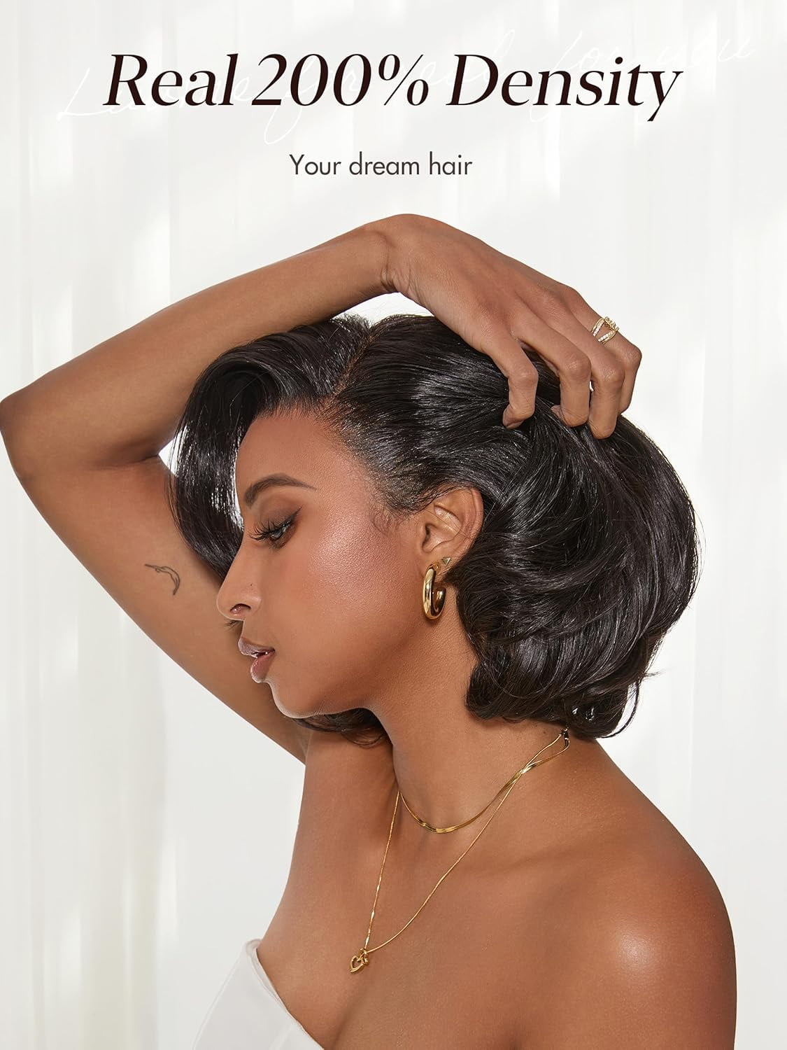 LUVME Nature Max Silky Blunt Cut 10" Bob Glueless Ear-to-ear 13x4 HD Lace Front Wig Pre-Cut Lace Flexi-Fit Drawstring Cap