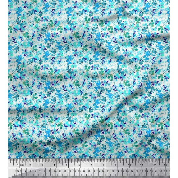 Soimoi Cotton Duck Fabric Watercolor Flower Shirting Print Fabric by The Yard 42 Inch Wide