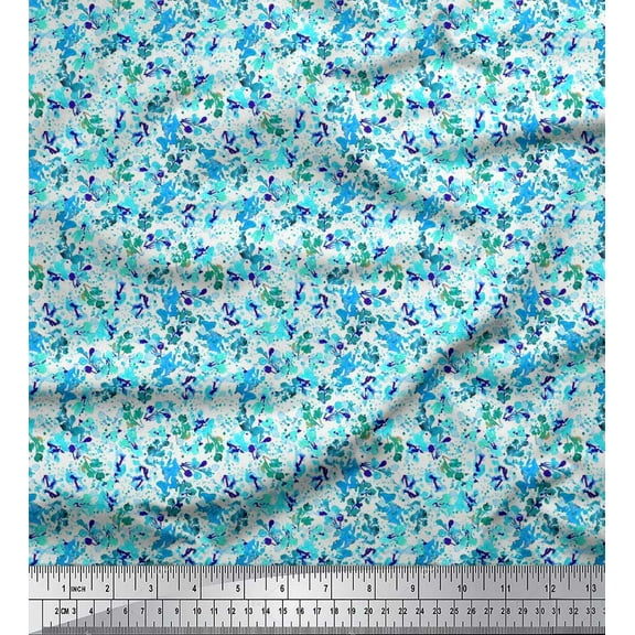 Soimoi Cotton Duck Fabric Watercolor Flower Shirting Print Fabric by The Yard 42 Inch Wide