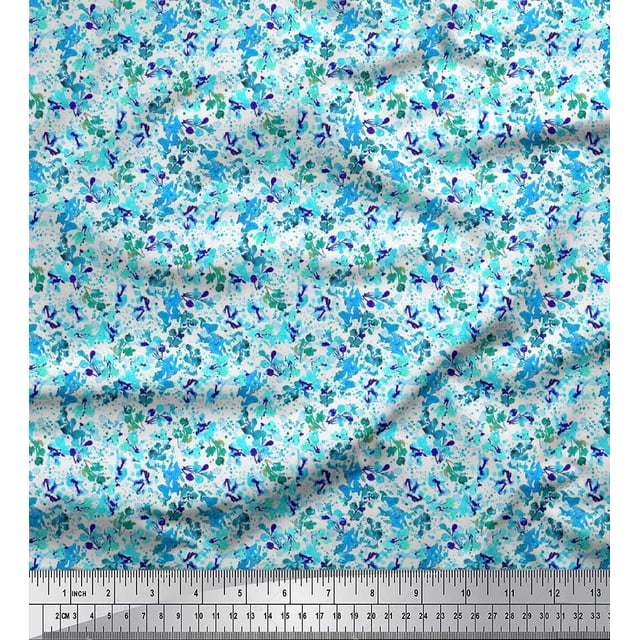 Soimoi Poly Georgette Fabric Watercolor Flower Shirting Printed Craft Fabric by The Yard 42 Inch Wide