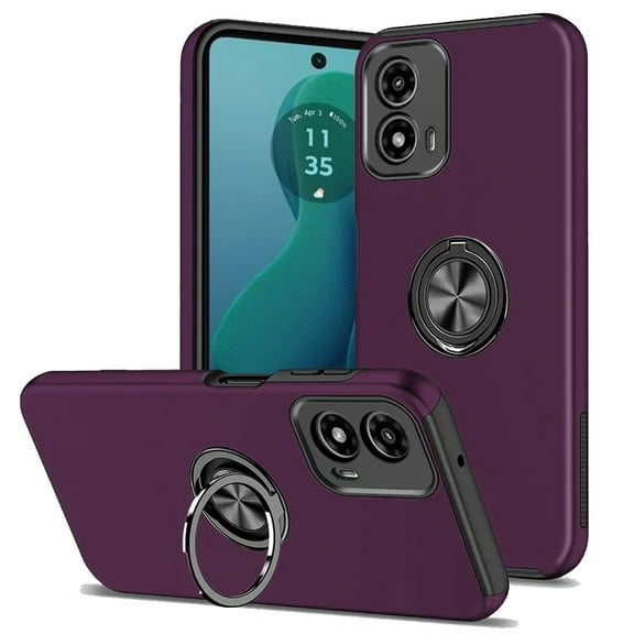 For Motorola Moto G 5G 2024 CHIEF Oil Painted Magnetic Ring Stand Hybrid Case Cover - Dark Purple