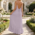 thumbnail image 5 of Kvture Low Back Dress for Women Backless Cami Dresses Summer Lounge Solid Color Sleeveless Long Sundresses with Back Tie Purple, 5 of 9
