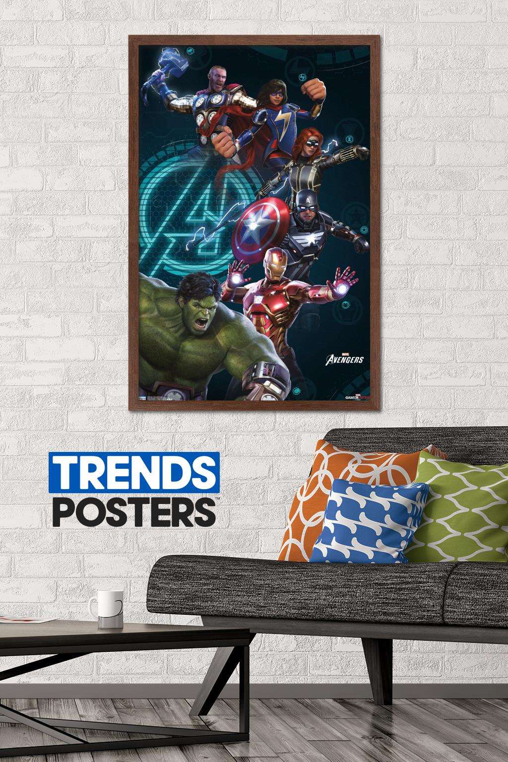 Marvel's Avengers - Group Wall Poster, 22.375" x 34", Framed