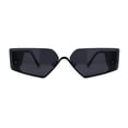 thumbnail image 2 of Womens Rimless Upside Down Half Frame Narrow Rectangular Metal Rim Sunglasses All Black, 2 of 4