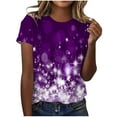 thumbnail image 1 of Dealovy T-Shirts pour Femmes Manches Courtes Décontractées Tuniques Imprimées Hauts Col Rond Été Amples Confortables Blouses, 1 of 4