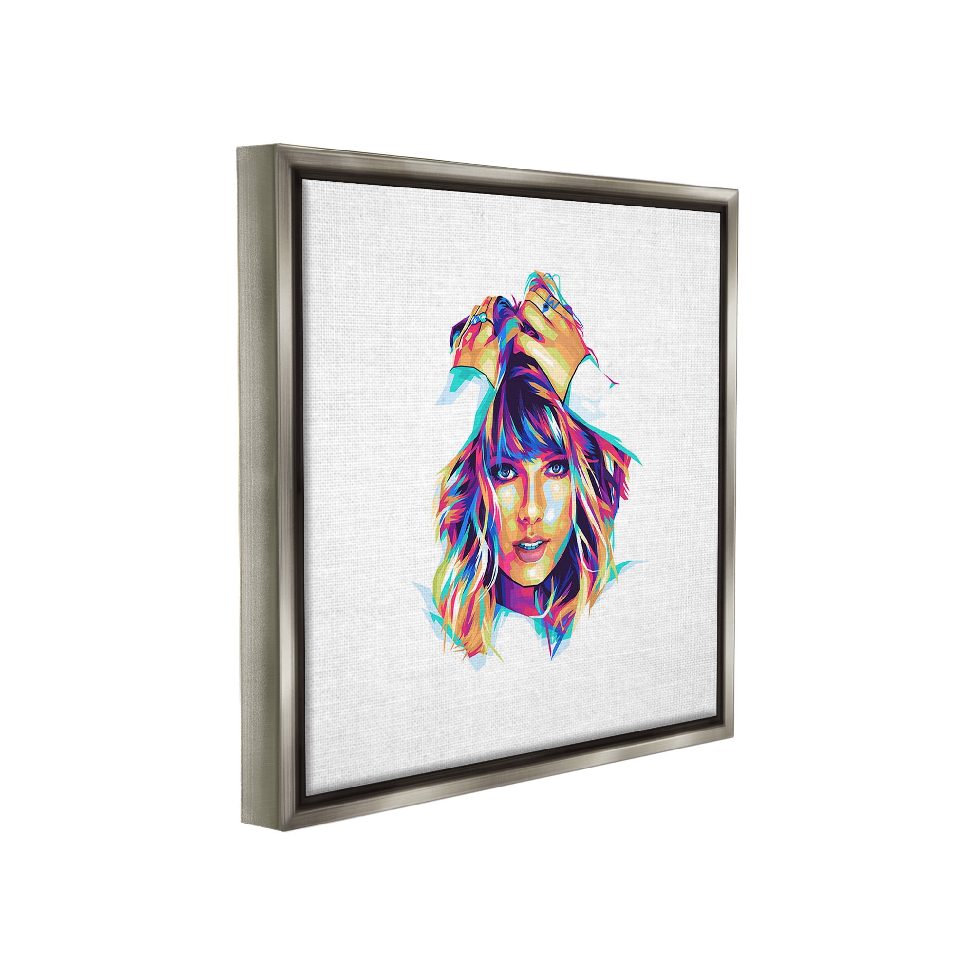Stupell Industries Bold Taylor on White Abstract Painting Gray Floater Framed Canvas Art Print Wall Art, 25 x 25