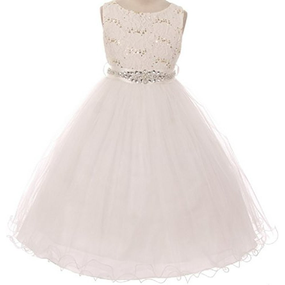 Dreamer P Girls' Lace Cap Sleeve Dress With Flower - Tea Length, Fully Lined, For Communion & Special Occasions 2 thumbnail image