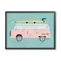 Stupell Industries Pink Beach Cruiser Van Summer Surf Illustration Black Framed by Mark Higden