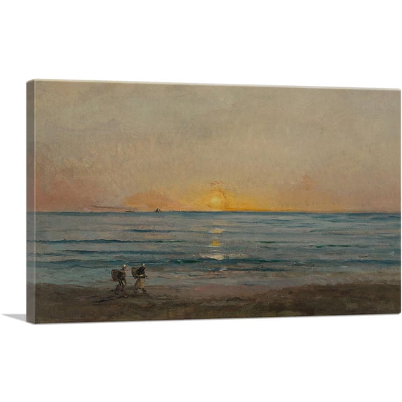 ARTCANVAS Sunset Near Villerville 1876 Canvas Art Print by Hendrik Willem Mesdag - Size: 60" x 40" (1.50" Deep) (3-Piece)