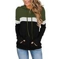 thumbnail image 2 of HAPIMO Women's Fashion Hoodie Sweatshirt T-Shirt Clothes for Women Striped Color Block Tops Pockets Drawstring Pullover Cozy Casual Sweatshirt Long Sleeve Blouse Army Green L, 2 of 5