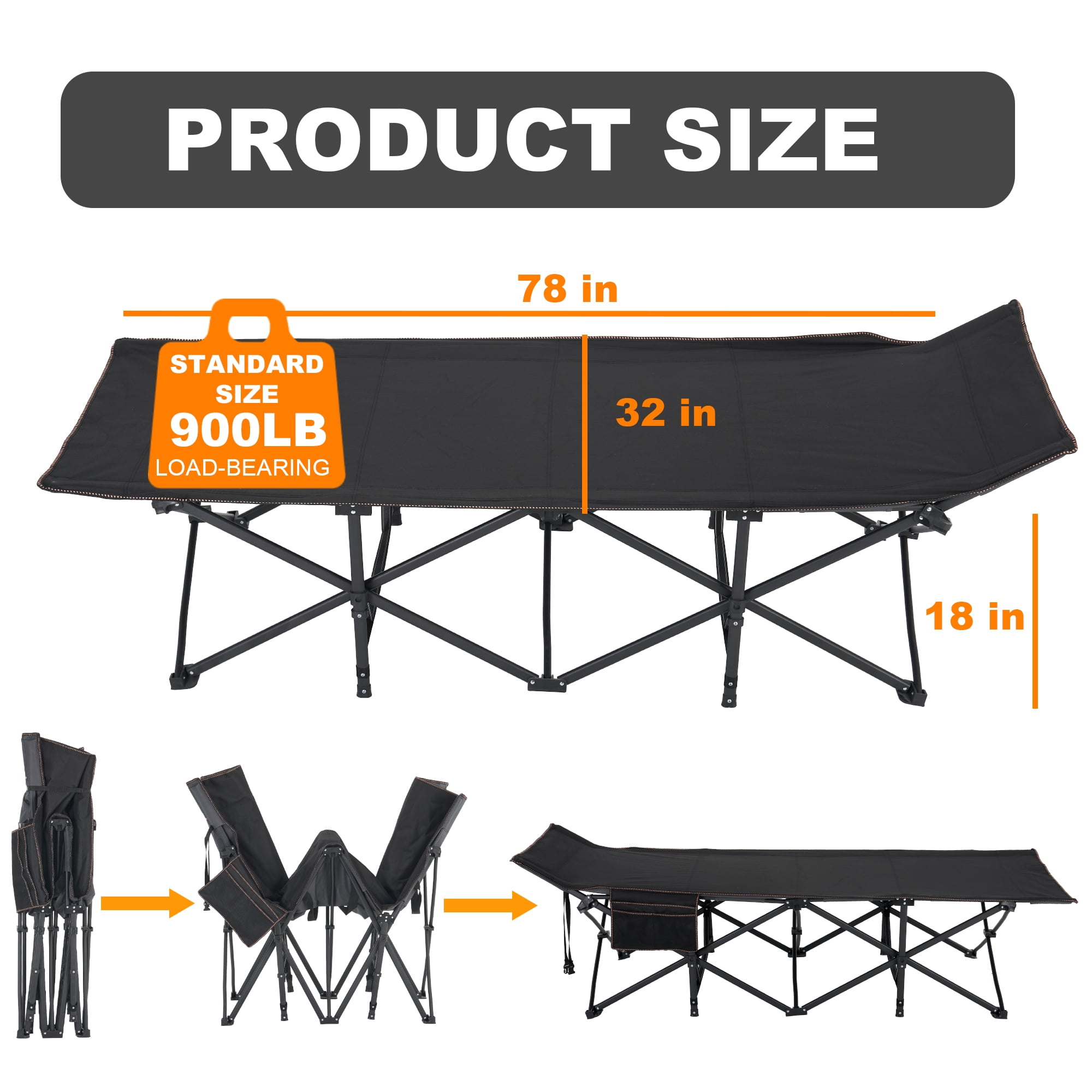 FlexWave 78" x 32" Folding Camping Cot with Mattress for Adults, 880 lb Heavy Duty Portable Guest Bed for Camping, Home & Travel