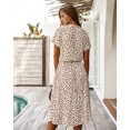 thumbnail image 4 of TEELYNN - Vestido camisero de lunares beige para mujer, cuello en V, cintura elástica, suelto, para playa, de algodón, informal, largo, 2020, 4 of 4