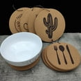 thumbnail image 6 of 4x Round Cork Placemats Thickened Table Insulation hot Placemat for Plate Bowl, Cork Coaster for Office Living Room 1, 6 of 8