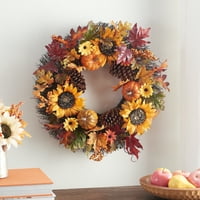 Way to Celebrate Pumpkins and Leaves Harvest Wreath, 24"