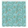 thumbnail image 3 of Ambesonne Spring Shower Curtain, Hummingbirds Tree Branches, 69"Wx75"L, Sky Blue and Burnt Sienna, 3 of 5