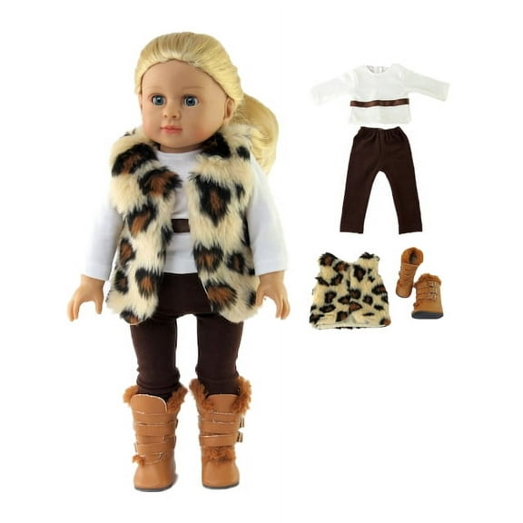 Winter Cheetah 4 pc Pant Set For 18 Inch Dolls | American Fashion World