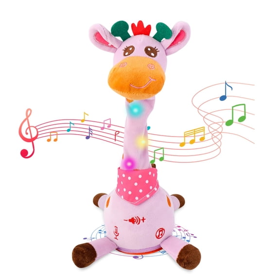 Dancing Talking Giraffe Toy Stuffed Animal – Repeating What You Say Glowing Musical Plush Gifts for Toddlers 1-3 Years Easter Kids