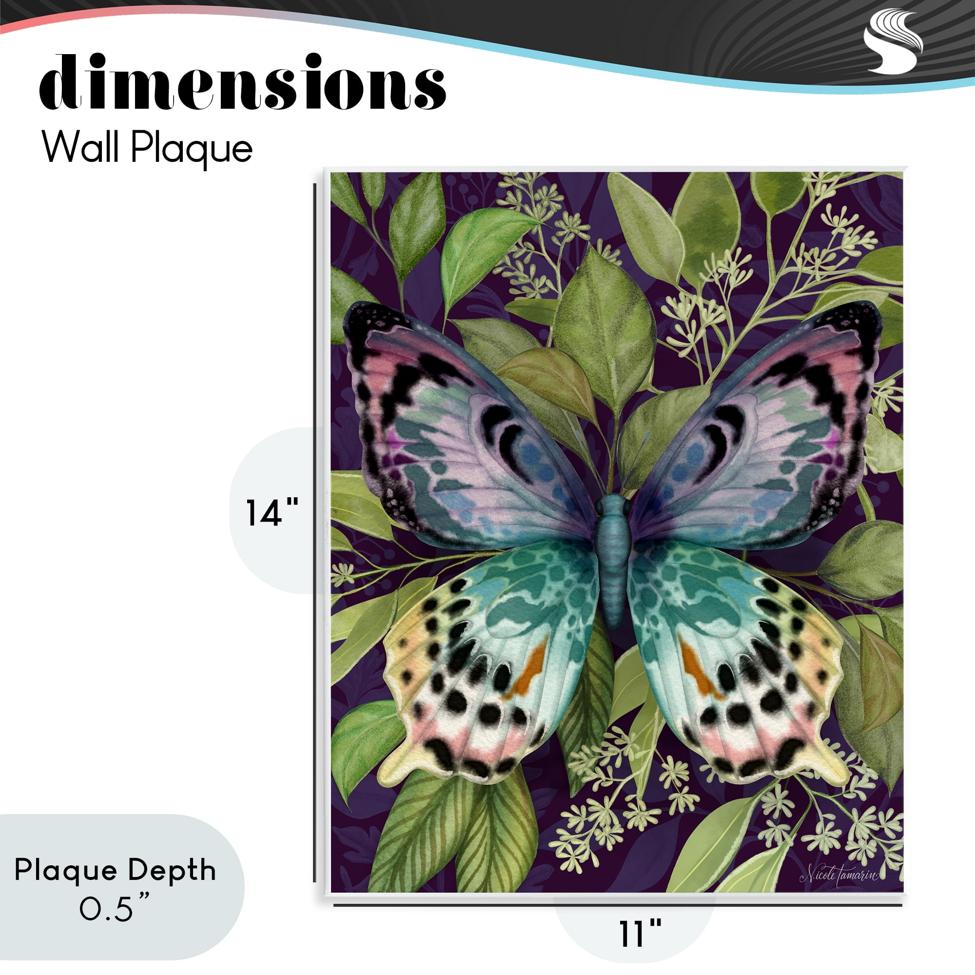 Stupell Industries Midnight Garden Butterfly Wall Plaque Art, design by Nicole Tamarin