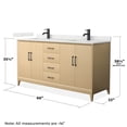 thumbnail image 4 of Janna 66" White Oak Double Vanity & Giotto Quartz Top (1-Hole) & Black Trim, 4 of 5