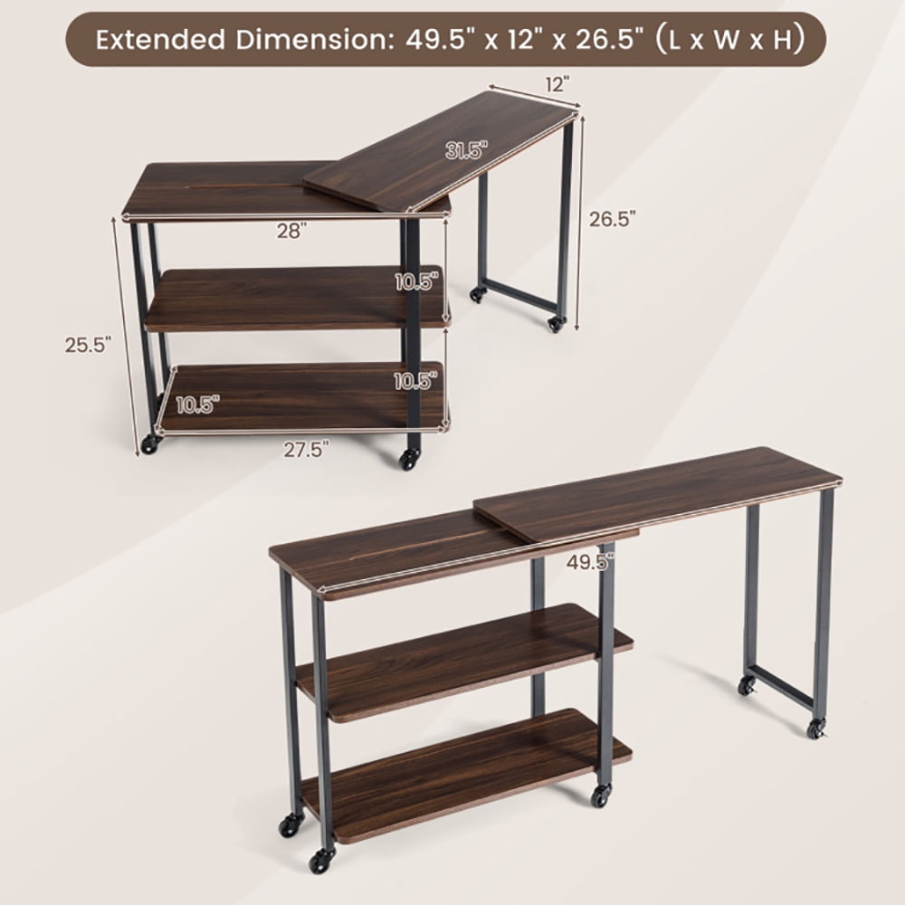 Finihen 360° Free Rotating Sofa Side Table, Couch Table, Snack Table, Rotating Sofa Side Table with Storage Shelves and Wheels, for Home, Office, Walnut Finihen 360° Free Rotating Sofa Side Table, Couch Table, Snack Table, Rotating Sofa Side Table with Storage Shelves and Wheels, for Home, Office, Walnut