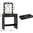 thumbnail image 7 of Reettic Makeup Vanity Table with Lighted Mirror, Vanity Desk with Drawers, Bedroom Dressing Table,9 LED Blubs & Adjustable Brightness, for Women, Mother, Girls, Black RSZT102B, 7 of 7