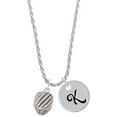 thumbnail image 1 of Delight Jewelry Silvertone Wide Diagonal Cable Spinner Silvertone Script Initial Disc - K - Charm Necklace, 20"+3", 1 of 4
