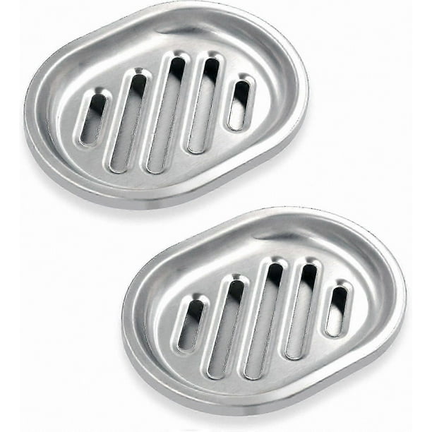 Stainless Steel Soap Dish with Draining Tray, Durable Brushed Metal Holder for Long-Lasting Use