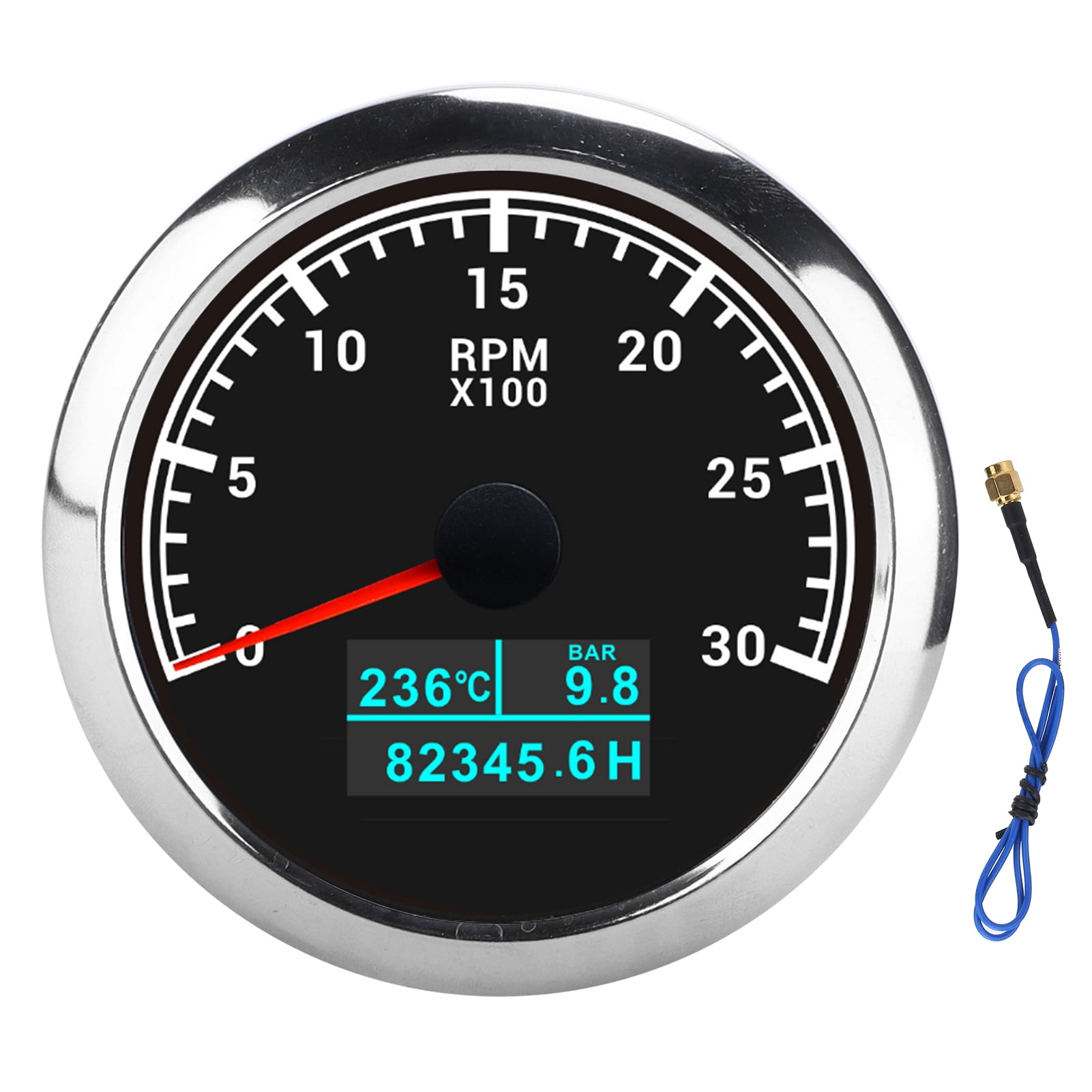 Marine Tacho Gauge, Pointer Tachometer Clear Display Waterproof For