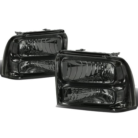 91 Ford F350 Headlight - For 2005 to 2007 Ford F250 / F350 / F450 / F550 Super Duty OE Style Headlight Smoked Housing Headlamp - 1 Gen 06 Left+Right