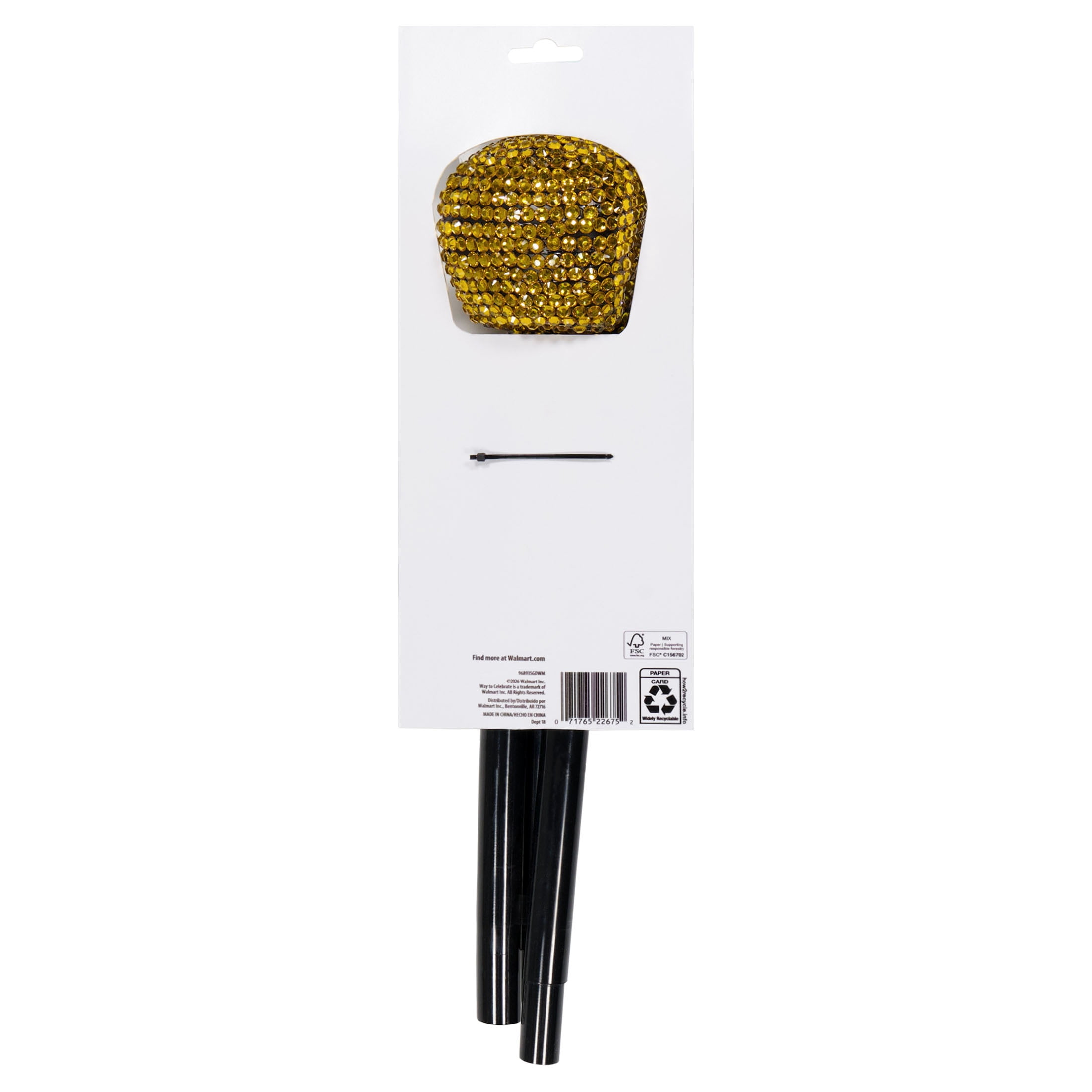 Bling Skull Cane Costume Accessory for Adults, Black and Gold, Halloween by Way To Celebrate