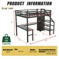 thumbnail image 2 of Morufur Twin XL Metal Loft Bed with Desk and Wardrobe,Heavy Duty Loft Bed Frame with Storage Stairs and LED Lights for Teens, Adults, Black, 2 of 10