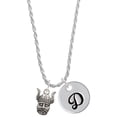thumbnail image 1 of Delight Jewelry Silvertone Small Viking - Mascot Silvertone Script Initial Disc - D - Charm Necklace, 20"+3", 1 of 4