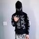 thumbnail image 4 of Mujeres moda casual suelta manga larga tops rhinestone zip blusa sudaderas con capucha Pompotops  FGAJ16929, 4 of 8